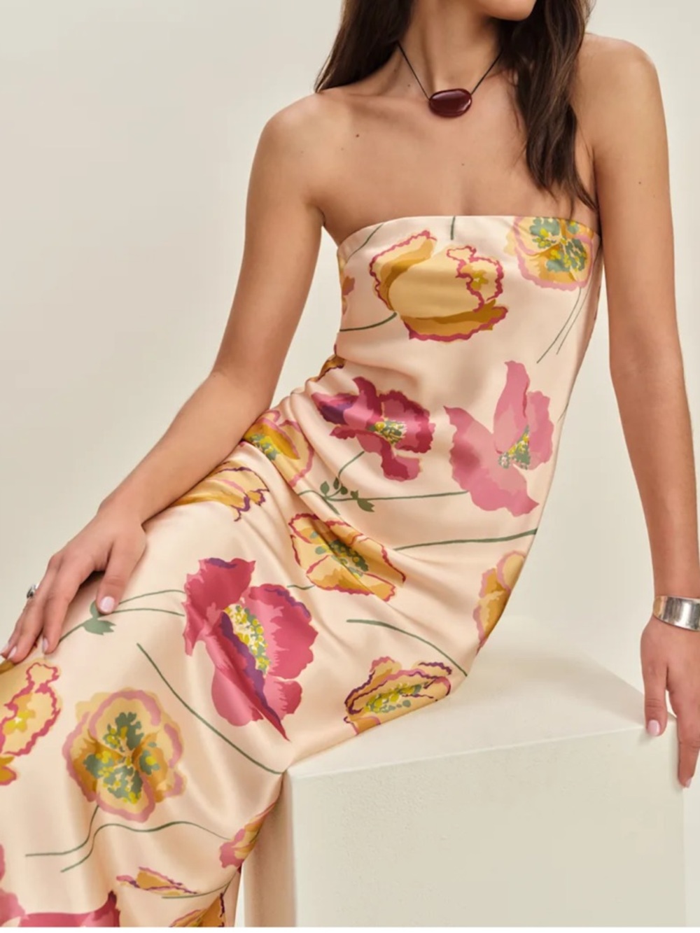 Reformation NWT Joana Silk Dress Viviana Floral Size Medium - Picture 2 of 14